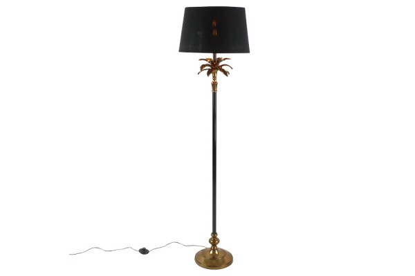 Stojací lampa Palm, černá / zlatá, E27, hliník